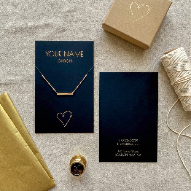 Gold-Herz-Kette oder Armband-Grafikkarte (Black Gold heart necklace or bracelet display card)