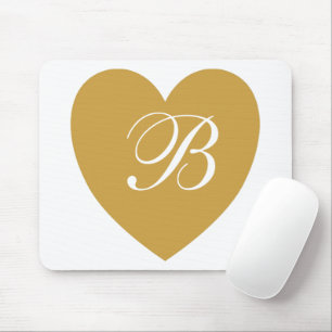 Gold Herz Monogramm Mauspad