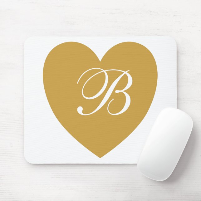 Gold Herz Monogramm Mauspad (Mit Mouse)