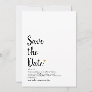 Gold Herz Schrift Save-the-Date-Definition Einladung