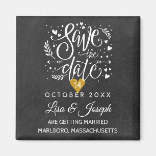 Gold-Herz-Schultafel Save-the-Date Magnet