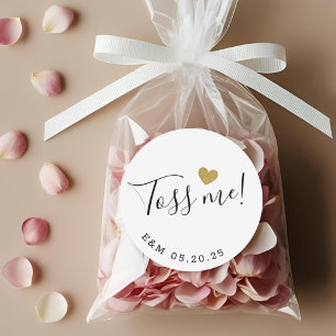 Gold Herz Toss Me Hochzeitskonfetti Geschenk Runder Aufkleber