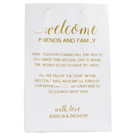 Gold Herzlich willkommen bei der Übernachtung für  Mittlere Geschenktüte