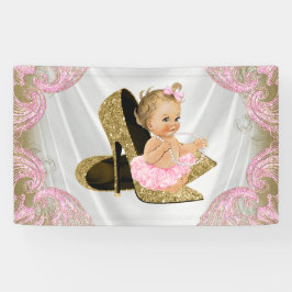 Gold High Heel Shoel Baby Dusche Banner