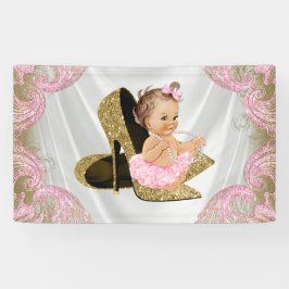 Gold High Heel Shoel Girls Babydusche Banner