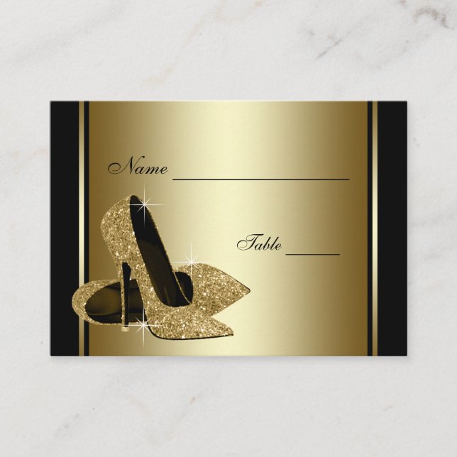 Gold High Heel Shoel Table Cards Platzkarte (Vorderseite)