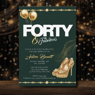 Gold High Heels Elegant 40 & Fabulous Geburtstag Einladung
