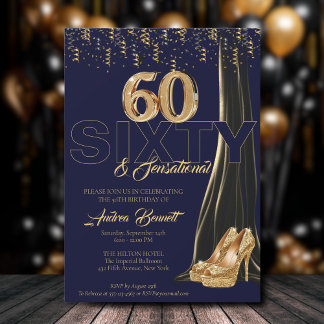 Gold High Heels Elegant 60. Sensationeller Geburts Einladung