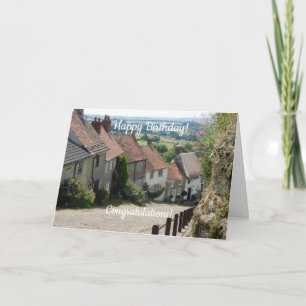 Gold Hill, Shaftesbury, Dorset, England - Geburtst Karte
