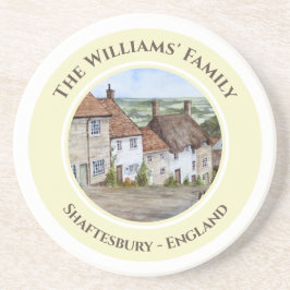 Gold Hill Shaftesbury Dorset England Watercolor Getränkeuntersetzer