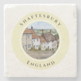 Gold Hill Shaftesbury Dorset England Watercolor Steinuntersetzer