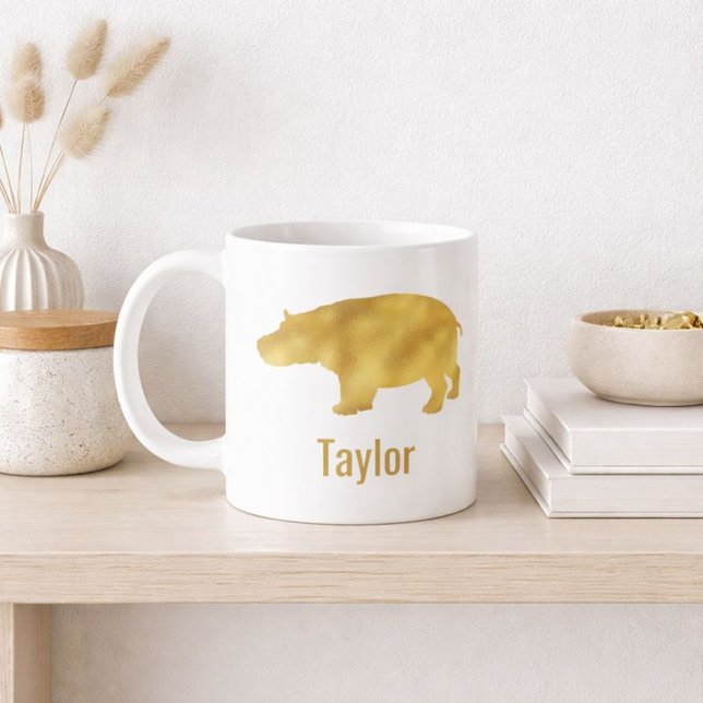 Gold Hippo Name  Kaffeetasse (Von Creator hochgeladen)