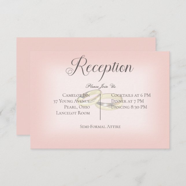 Gold Hochzeiten auf Blue Wedding Reception Begleitkarte (Vorne/Hinten)