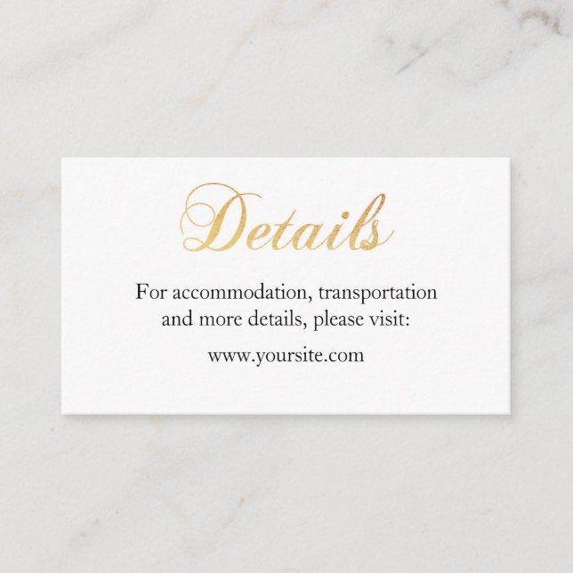 Gold Hochzeitskarte. Einfache Einsteckkarte aufdec Begleitkarte (Vorderseite)