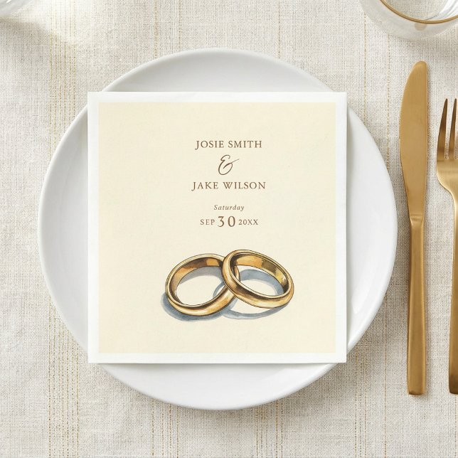 Gold Hochzeitsringe Papier Napkin Serviette (Gold wedding rings Paper Napkin.)