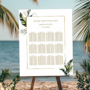 Gold-Hochzeitstabelle für tropische Foliage Poster