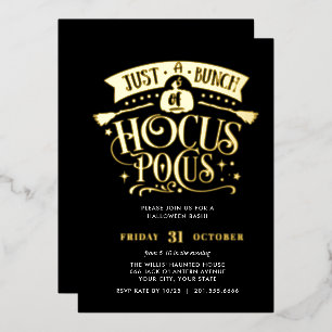 GOLD HOCUS POCUS Halloween Bash Party Foil Folieneinladung