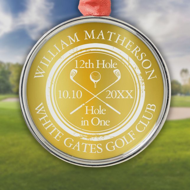 Gold Hole in One Classic Personalisiert Golf Ornament Aus Metall (Gold Hole in One Classic Personalized Golf Metal Ornament)