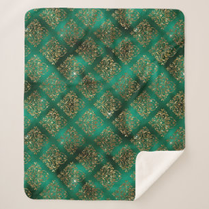 Gold Holiday Christmas Metallic Damask Elegante Sherpadecke