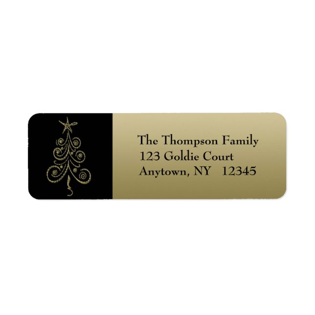 Gold Holiday Tree Address Label (Vorne)