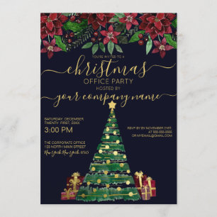 Gold Holiday Tree verleiht Blumenkorporalen Weihna Einladung