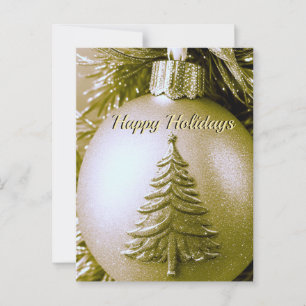 Gold Holiday Weihnachts-Ball Postkarte