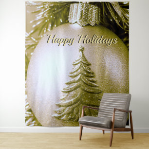 Gold Holiday Weihnachtsball Hintergrund Wandteppich