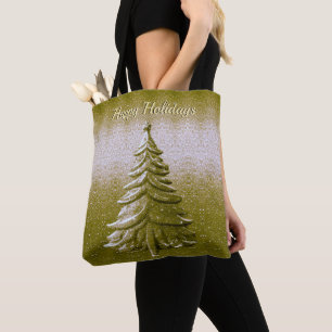 Gold Holiday Weihnachtsbaum Tote Tasche
