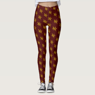 Gold Holly Blätter und Berries Leggings