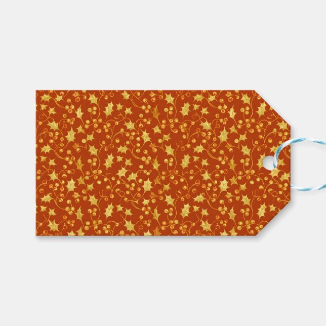 Gold Holly Geschenkanhänger (Vorderseite (Horizontal))