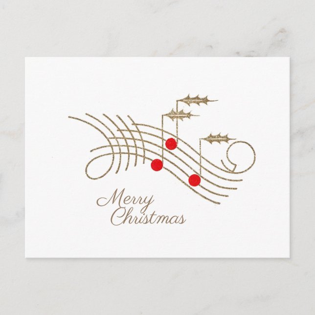 Gold Holly Musiknotens Weihnachten (Vorderseite)