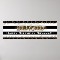 Gold Hollywood Black & White Streifen Custom Banne