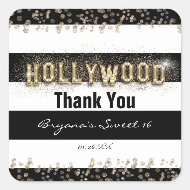 Gold Hollywood Black & White Stripes Stickers (Vorderseite)