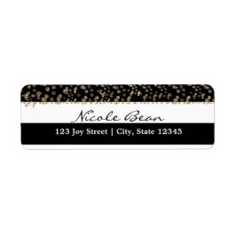 Gold Hollywood Black & White Strips - Adressetiket