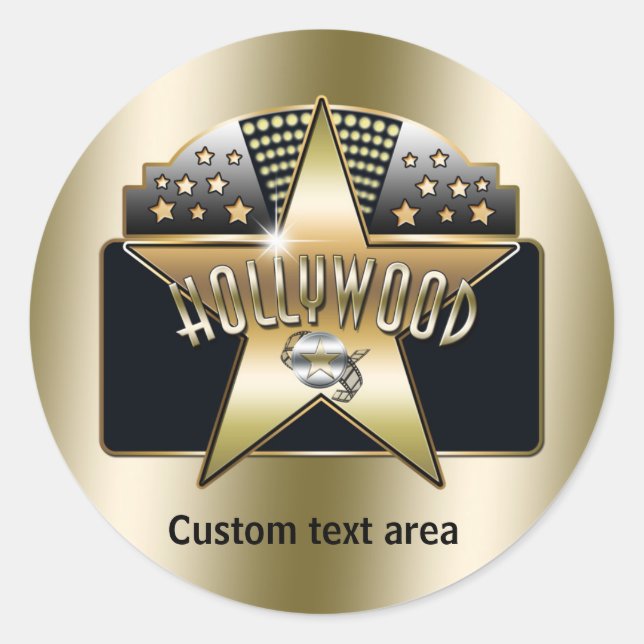 Gold Hollywood Retro Typografy Star Party Sticker (Vorderseite)