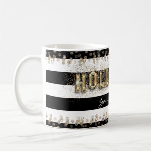 Gold Hollywood Schwarz-Weiß gestreifter Kaffeebech Tasse