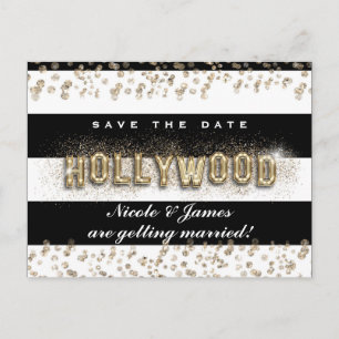 Gold Hollywood Schwarz-Weiß-Streifen Postkarte