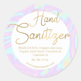 Gold Holographic Chic Hand Sanitizer Labels Runder Aufkleber