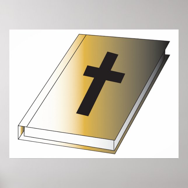 Gold Holy Bible with Black Cross Religious Poster (Vorne)