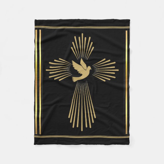 "Gold Holy Spirit Cross" Fleecedecke (Vorderseite)