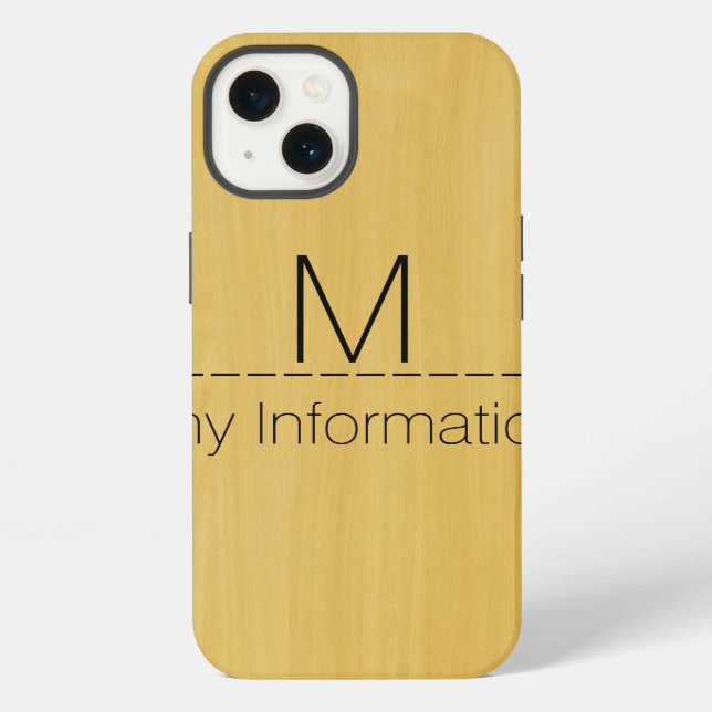 Gold Holzmaserung Textur Monogramm iPhone Hülle (Rückseite)
