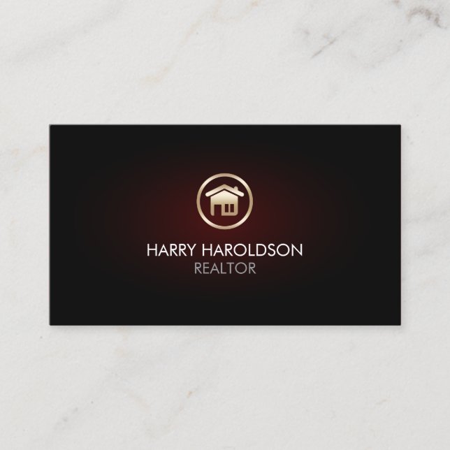 Gold Home Remodeling House Icon Business Card Visitenkarte (Vorderseite)