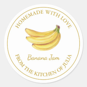 Gold-Homemade-Bananenjam-Label   weiß Runder Aufkleber
