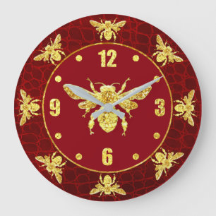 Gold Honey Bee Personalize Große Wanduhr