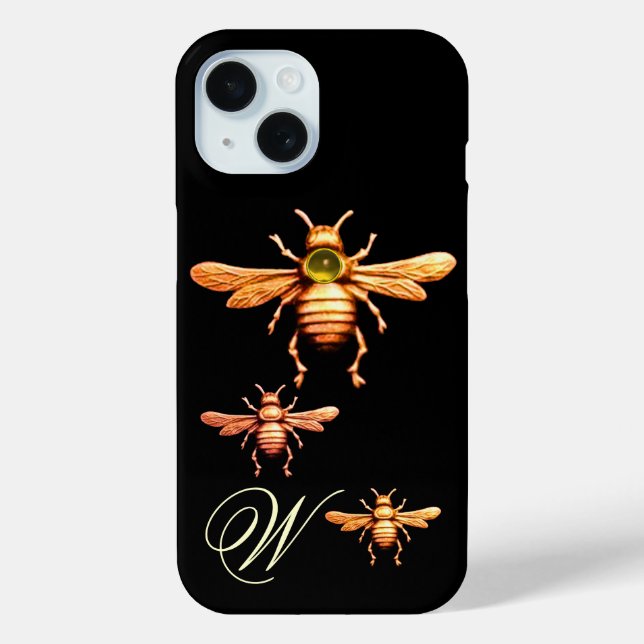 GOLD HONEY BEES MONOGRAM Case-Mate iPhone HÜLLE (Rückseite)