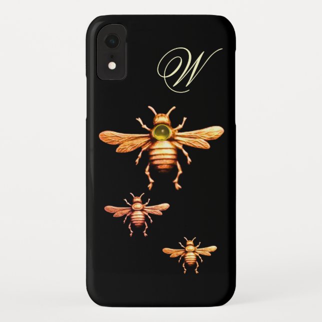 GOLD HONEY BEES MONOGRAM Case-Mate iPhone HÜLLE (Rückseite)