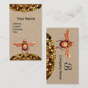 GOLD HONEY BIE, BEEKEEPER BEEKEEPING MONOGRAM Kraf Visitenkarte