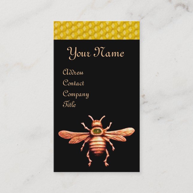 GOLD HONEY BIE / BEEKEEPER BEEKEEPING MONOGRAM VISITENKARTE (Vorderseite)