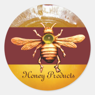 GOLD HONEY BIE / BEEKEEPER BEEKEEPING RUNDER AUFKLEBER