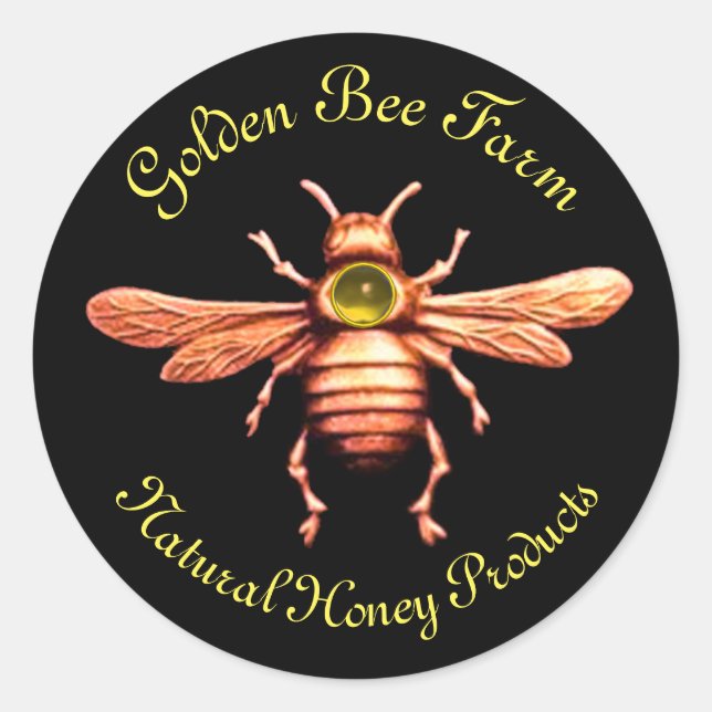 GOLD HONEY BIE / BEEKEEPER BEEKEEPING RUNDER AUFKLEBER (Vorderseite)